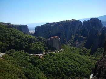 Scenic view of mountains against clear sky