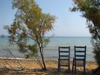 Scenic view of sea against clear sky