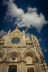 Low angle view of temple building against cloudy sky