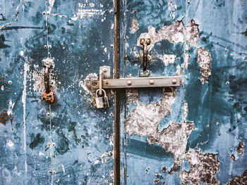 Close-up of rusty closed door