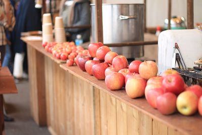 Fruits on table at market stall