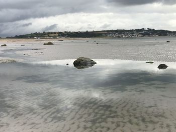 Scenic view of beach against sky