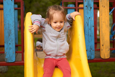 Cute boy playing in playground