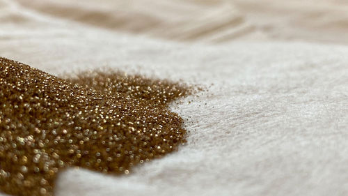 Close-up of snow on table