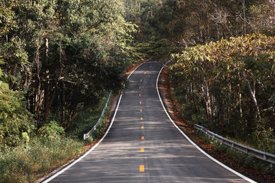 Beautiful curved road in the middle of the mountains in chiang mai in thailand.