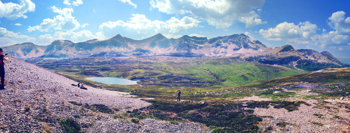 Panoramic view of landscape and mountains against sky