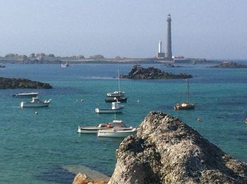 Boat sailing in sea