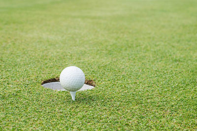 Close-up of ball on field