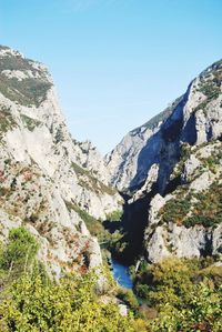 Scenic view of mountains against clear sky