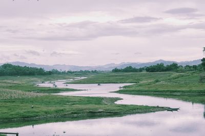 Scenic view of lake against sky