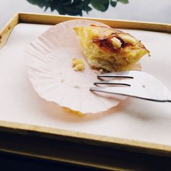 Close-up of cake in plate on table