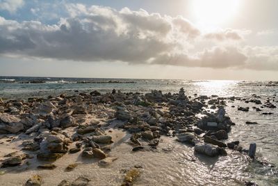 Scenic view of beach against sky