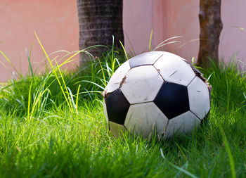 Close-up of soccer field