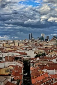 High angle view of townscape against sky