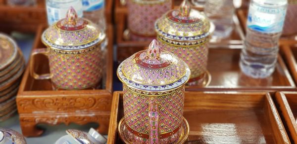 Close-up of container on table