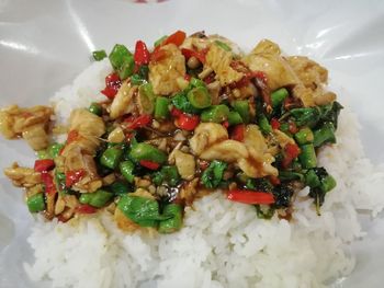 High angle view of meal served in plate