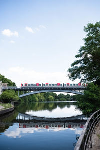 Bridge over river against sky