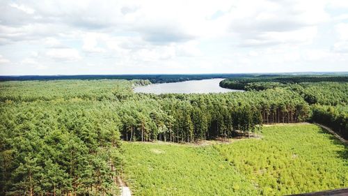 Scenic view of landscape against cloudy sky