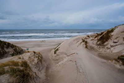 Scenic view of beach against sky