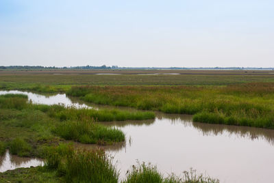 Scenic view of lake against sky