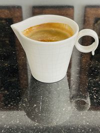 High angle view of coffee on table