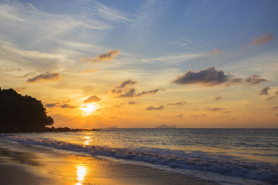 Scenic view of sea against sky during sunset