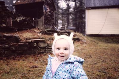 Portrait of cute girl smiling