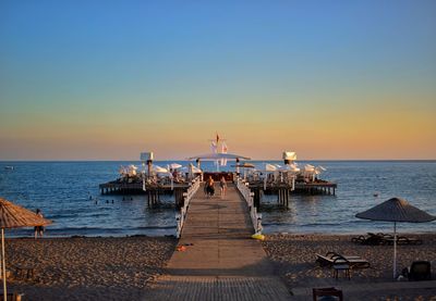 Scenic view of sea against clear sky