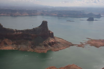 View of built structure in water