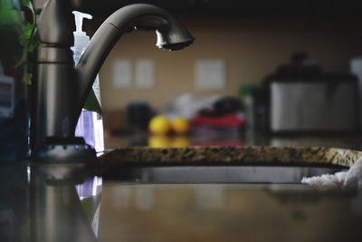 Close-up of water in glass at home