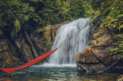 Scenic view of waterfall