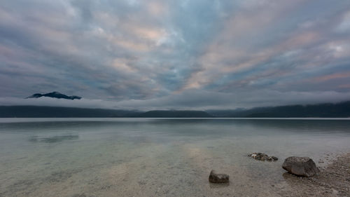 Scenic view of lake against sky