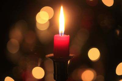 Close-up of burning candle