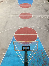 High angle view of basketball court