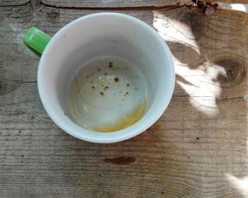 High angle view of coffee on table