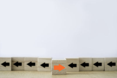 Close-up of colored pencils against white background