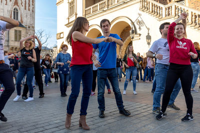 People on street in city