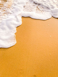 High angle view of sand on beach