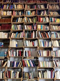 Full frame shot of books in shelf