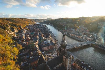 High angle view of cityscape against sky