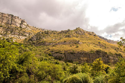 Low angle view of mountain against sky