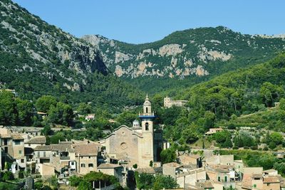 View of church against mountain range