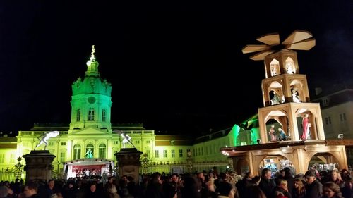 Low angle view of church at night