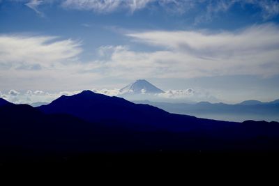 It is a photograph of mt. fuji from the yatsugatake utsukushinoimori observatory.