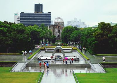 High angle view of people walking at hiroshima peace memorial