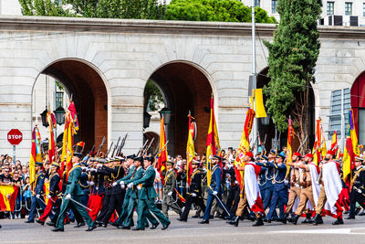 Spanish army marching during spanish national day army parade