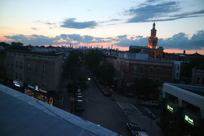 View of city at sunset