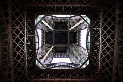 Directly below shot of eiffel tower