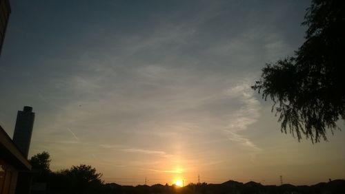 Low angle view of silhouette trees against sky at sunset