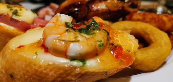 Close-up of burger in plate